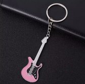 Elektrische gitaar (Roze) - Sleutelhanger - Muziekinstrumenten hanger - Gift - Cadeau