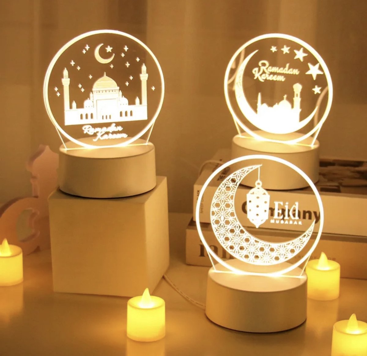 3D LED Lampe Led Acrylique Led Lumière Ramadan Eid Mubarak