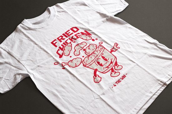 Shirt - Fried chicken - Wurban Wear | Grappig shirt | Dieet | Unisex tshirt | Fast food | Airfryer | Sport | Verwenpakket | Wit & Zwart
