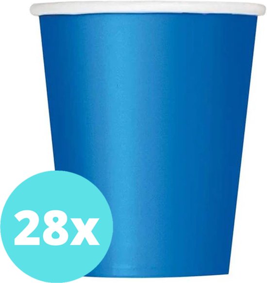 Bekers Karton Donker Blauw - 28 stuks - Kartonnen Bekers 250ml - Wegwerp bekers - Bekers Karton Verjaardag Kinderen - Kinder Feestje Kind - Limonadebekers - Koffie / Siroop - Bekers Papier - 28 Stuks van 250 ml Donkerblauw