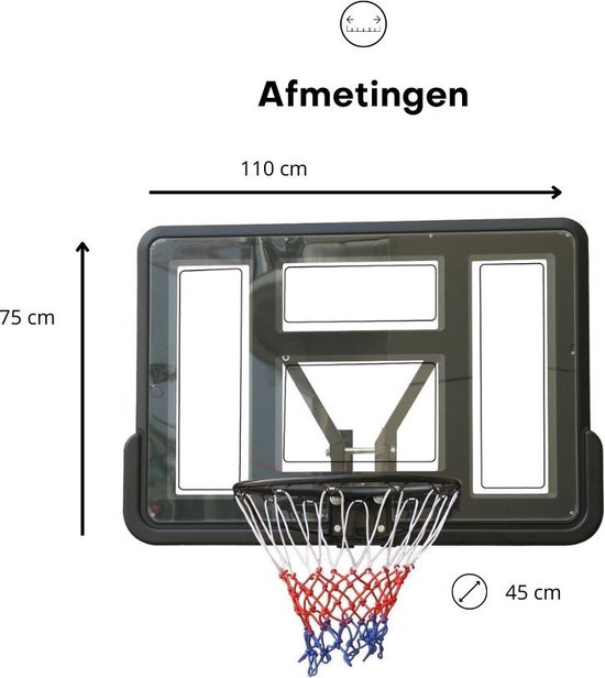 Pegasi Basketbalbord buiten en binnen met basketbalring - 110 x 75cm - Incl. bevestiging - Classic - PEGASI