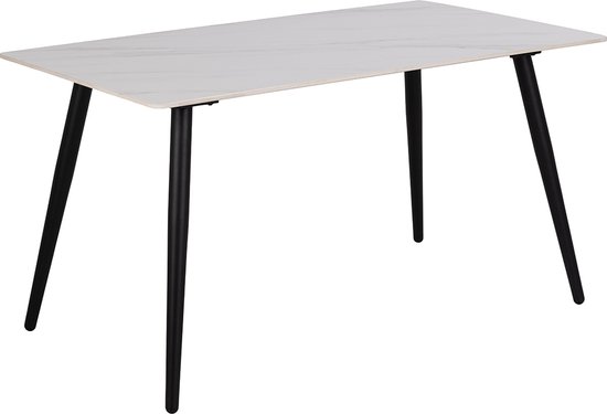 Eettafel 140 cm Kristen Keramiek Marmer Wit