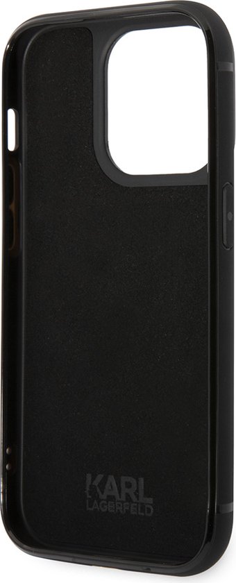 iPhone 14 Pro Backcase hoesje - Karl Lagerfeld - Effen Zwart - Kunstleer