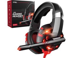 Strex Gaming Headset Met Microfoon - Voor PC / PS4 / PS5 / Xbox / Switch - Game Koptelefoon Met Draad - Rood