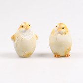Oneiro’s Luxe KUIKENTJES UIT EI 2 ASS 7X7X10 CM - PER 2 STUK – decoratie – pasen – paasdecoratie – paashaas – eieren – has – kip – gekleurde eieren – paastak – lente – feestdecoratie