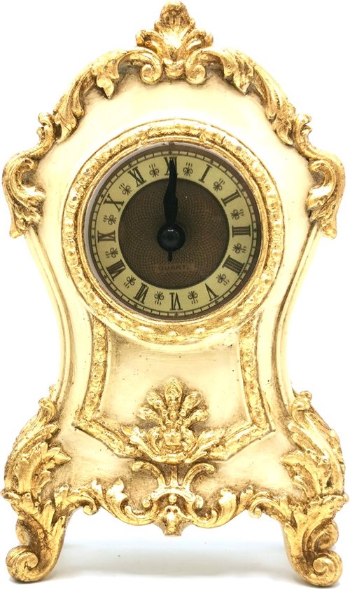 Horloge de table Baroque - Crème - Or - (hxlxp) 18.5cm x 11cm x 4cm