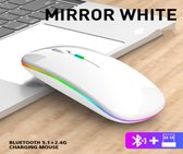 RujorTech Wit Kleurige Draadloze Muis 2.4G - Oplaadbaar - Bluetooth Muis Draadloos - RGB LED Computermuis - Laptop - Universeel - Ergonomisch - 4 Knoppen - Stil