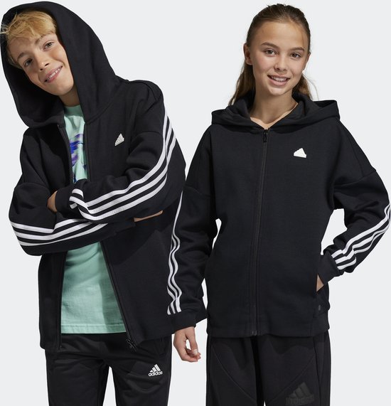 adidas Sportswear Future Icons 3-Stripes Ritsjack met Capuchon - Kinderen - Zwart- 152