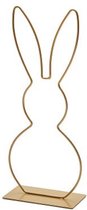 Oneiro’s Luxe Metal rabbit on base 40cm gold – decoratie – pasen – paasdecoratie – paashaas – eieren – has – kip – gekleurde eieren – paastak – lente – feestdecoratie