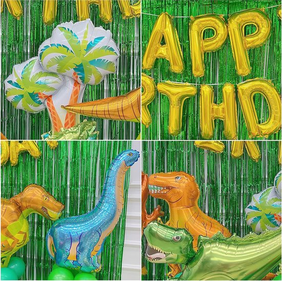 Partizzle Dinosaurus Verjaardag Versiering Set - Dino Feestje - Ballonnenboog Decoratie - Happy Birthday Ballonnen & Slinger - XL - Partizzle®