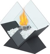 JHY DESIGN Diamond Tafelblad Vuurschaal Pot 37 cm Hoge Draagbare Tafelblad Open Haard - Schoon Brandende Bio Ethanol Open Haard Zonder Ventilatie Voor Binnen Buiten Patio Feesten Evenementen