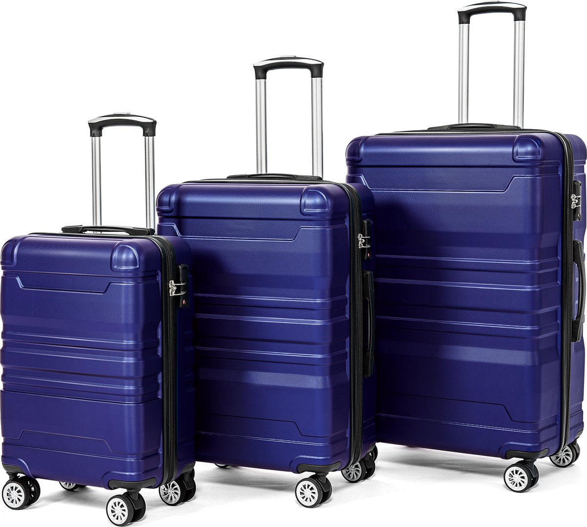 Merax 3-delig Kofferset met TSA Slot - Trolleyset ABS 40L, 70L & 110 Liter - Blauw