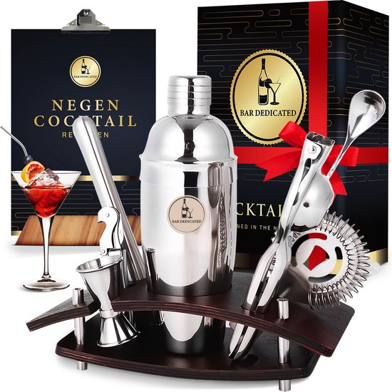 Bar dedicated - Cocktail Shaker Luxe - Cocktail Set 750 ML - Inclusief Nederlandstalig Receptenboek