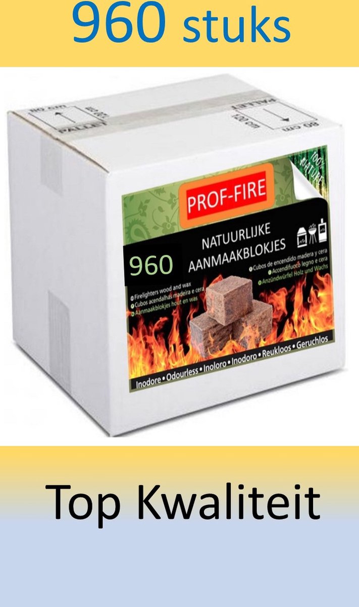 Prof-Fire - Voordeeldoos met 960 Aanmaakblokjes - CO2 Neutraal - Milieuvriendelijk - Geurloos - Fire Up Kwaliteit - TOP Product!!