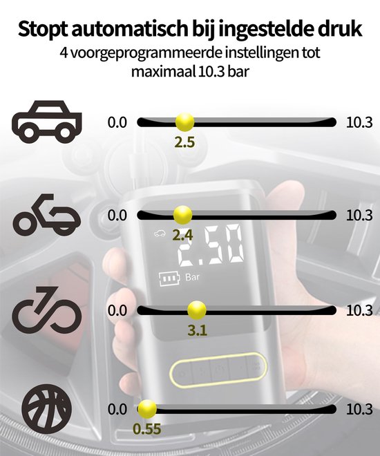 Elektrische Fietspomp Met Drukmeter - Bandenpomp - 18 l/min - 10.3 Bar — afbeelding 5