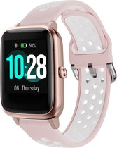 Siliconen Smartwatch bandje - Geschikt voor ID205L sport bandje - lichtroze/wit - Strap-it Horlogeband / Polsband / Armband