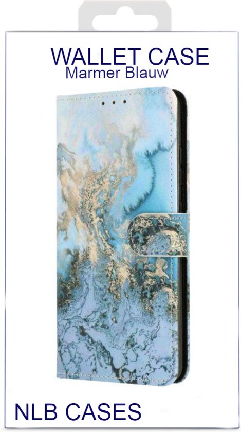 Bookcase imprimé marbre bleu avec compartiments - Samsung Galaxy A13 4G / A13 5G - Etui portefeuille à fermeture magnétique