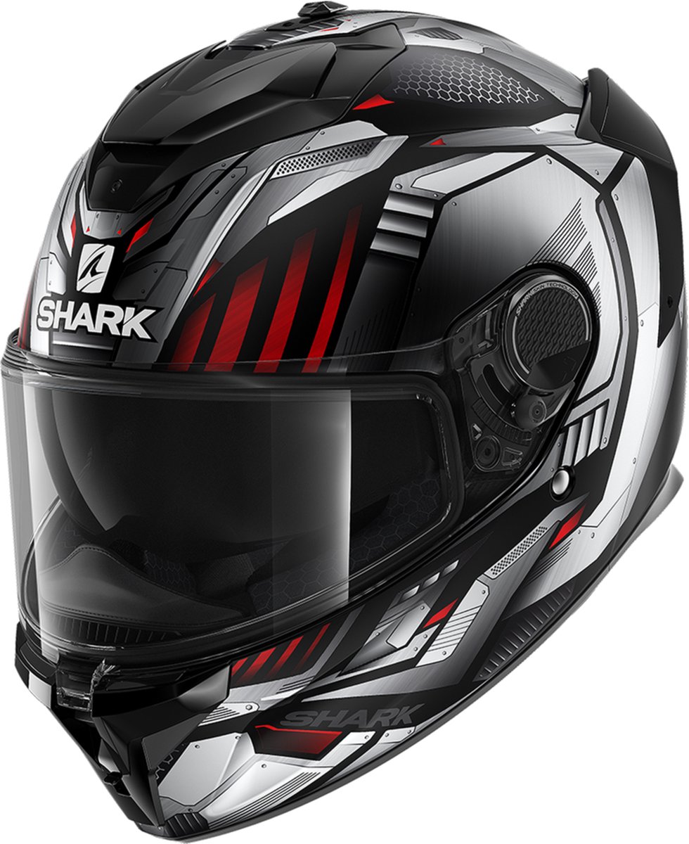 Shark Spartan Gt Replikan Mat Bcl. Micr. Black Chrom Silver Kus 2XL - Maat 2XL - Helm