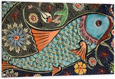 WallClassics - Tuinposter – Mozaiek in Verschillende Kleuren in Vorm van Vis - 120x80 cm Foto op Tuinposter (wanddecoratie voor buiten en binnen)