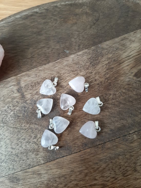 Roze kwarts hart hanger 12 mm