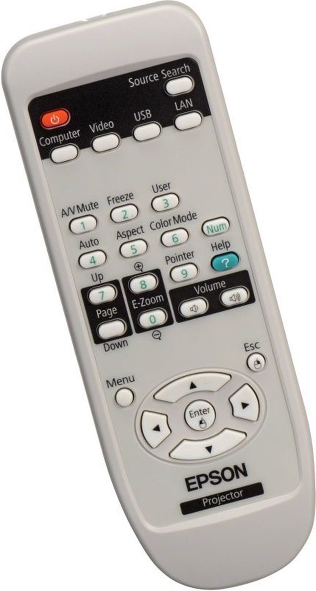 Afstandsbediening geschikt voor de EPSON H369C beamer, vervangt 1515068 / 151506800 / 1515069 / 151506900 / V11H312140