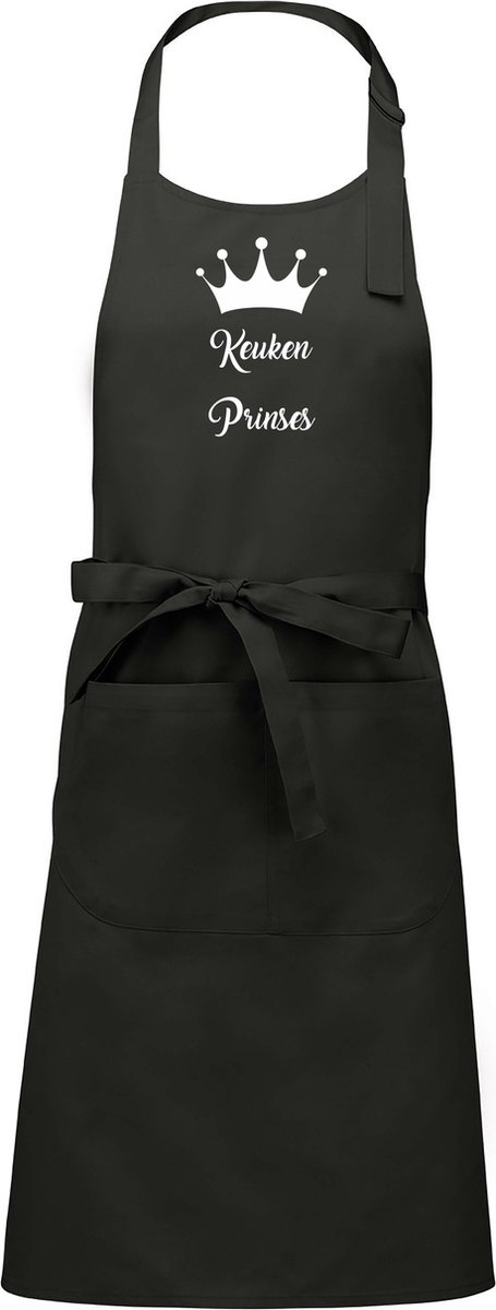mijncadeautje - luxe schort - keukenprinses met kroon - grijs