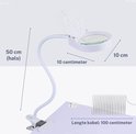 Witte loeplamp met flexibele hals, klem en USB-aansluiting