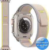 Bandje geschikt voor Apple Watch 42/44/45/49 mm - Bandje Geschikt Voor Apple Watch Series SE , 1 , 2, 3, 4, 5, 6, 7, 8 en Ultra - Klittenbandsluiting - Creme Geel