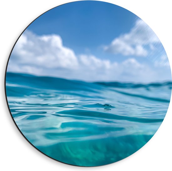 Dibond Muurcirkel - Abstract uitzicht van de Blauwe Oceaan - 40x40 cm Foto op Aluminium Muurcirkel (met ophangsysteem)