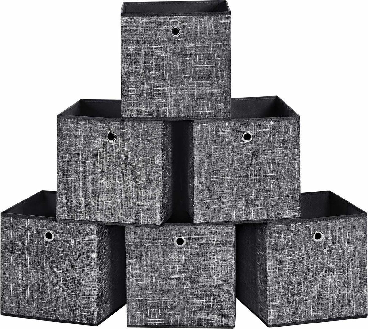 Opbergdozen - Organizer - Stoffen boxen - Set van 6 - Zwart