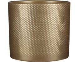 Mica Decorations Bloempot - goud - relief - keramiek - D23 x H21,5 cm - plantenpotten binnen