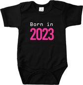 Born in 2023 pink - Maat 80 - Romper zwart