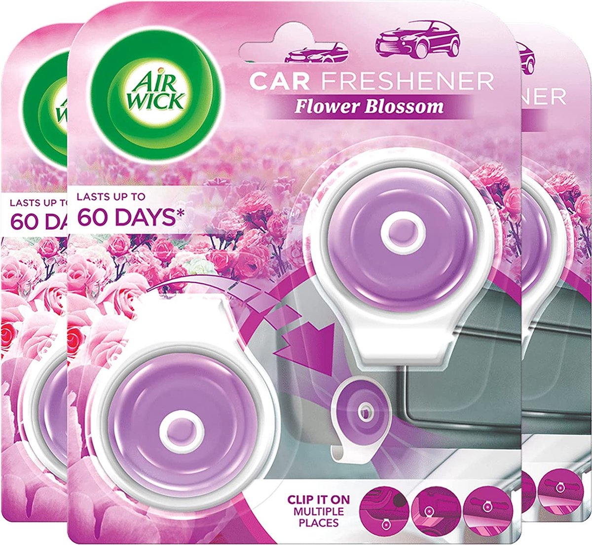 Air Wick Auto luchtverfrisser 2x9gr Flower Blossom 3X Voordeelverpakking