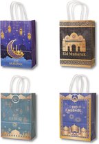 Festivz Eid Mubarak Sacs cadeaux - Sacs cadeaux - Cadeau Eid - 27 x 21 cm - 4 pièces - Emballage Eid - Décoration Eid - Décoration de fête - Blauw - Wit - Zwart - Fête