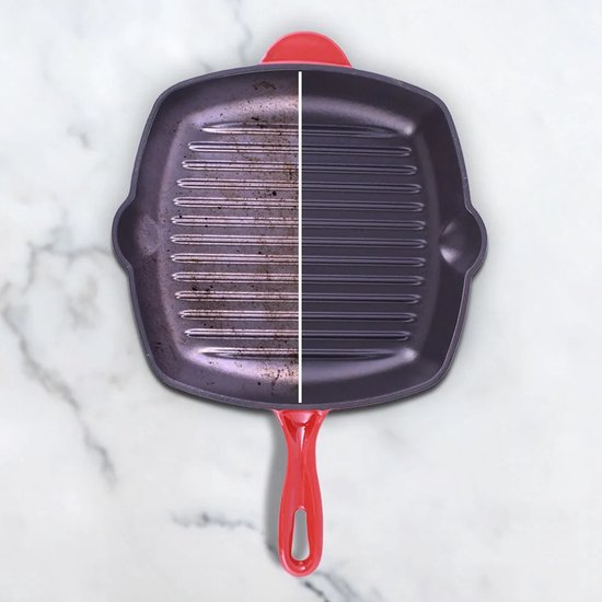 KAISERTAL Grillpan, gietijzer, 26 cm, steakpan, inductie, grill voor gasgrill en oven, ijzeren pan voor buiten en binnen