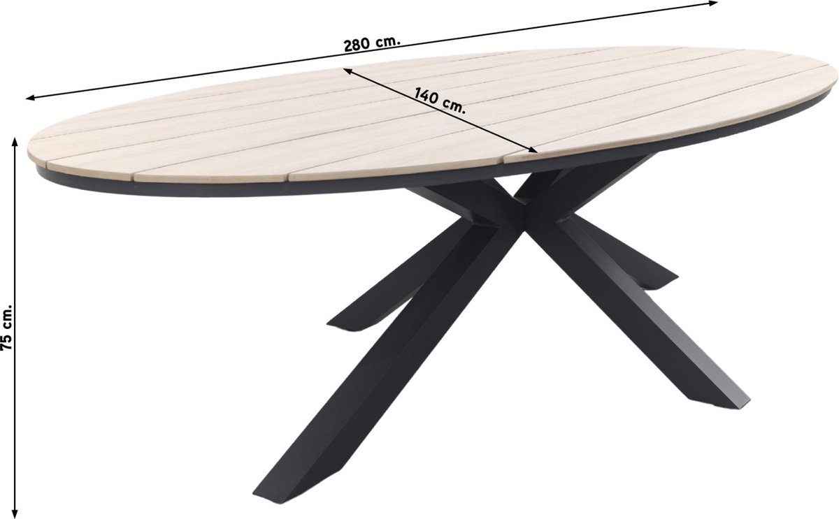 Hartman Napoli Xerix / GI Edison 280x140 cm. tafel - ovale verstelbare tuinset – foto 8