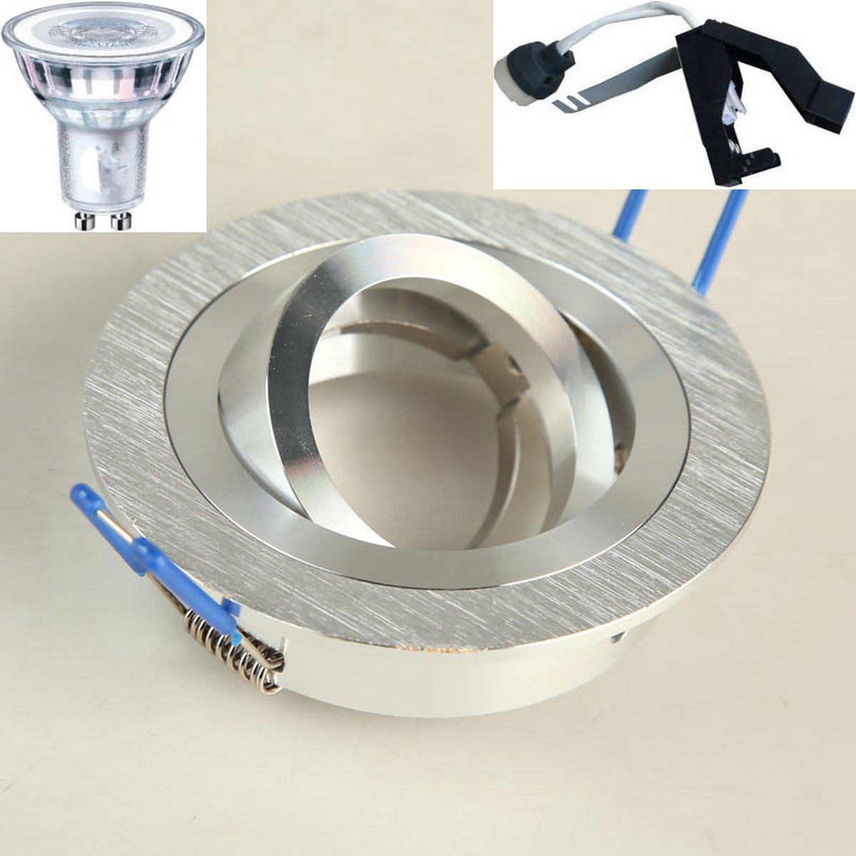 LED Inbouwspot Kantelbaar Rond Aluminium GU10 Inclusief Dimbare Philips LED Lamp 3000K 230V Ø90 mm
