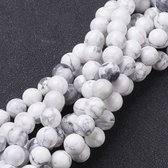 Perles en pierre naturelle, Howlite, ronde 6mm, trou 1mm. Par cordon d'environ 38 cm