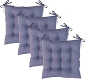 Komfortec 4x Waterafstotend Zitkussen 40x40cm met Bevestigingsbandjes - Stoelkussen 200 g/m² - Voor Binnen en Buiten - Blauw