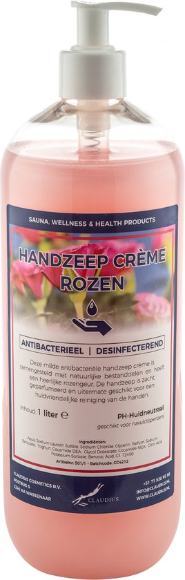 Vloeibare handzeep Crème Rozen 1 liter - met gratis pomp