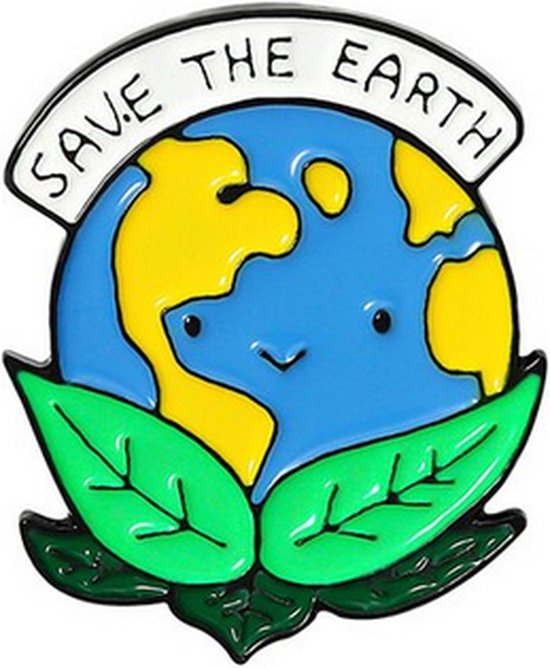 Pin ''save the planet'' aarde, klimaat, natuur, broche, kledingspeld