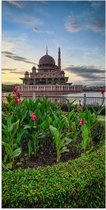 Poster Glanzend – Putra-Moskee - Maleisië - 50x100 cm Foto op Posterpapier met Glanzende Afwerking