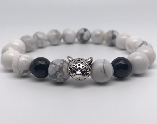 L-onca Armband - Kralen armband - gemstones Howliet - natuursteen - Vaderdag Cadeau voor hem