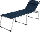 Campart Lounger BE-0671 - Brancard extra haut - Pliable et réglable - Oreiller amovible - Chaise longue - Blauw