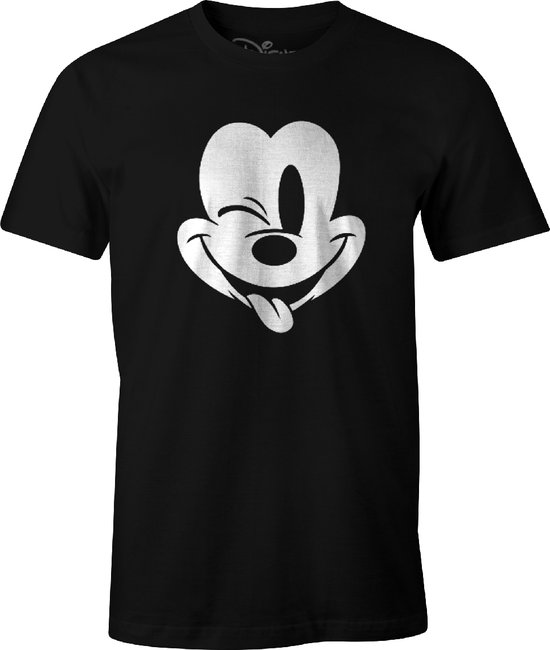 Disney - T-Shirt Noir Mickey Mouse faisant un clin d'oeil - XL