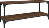 vidaXL - Tv-meubel - 100x33x41 - cm - bewerkt - hout - en - staal - bruin - eikenkleur