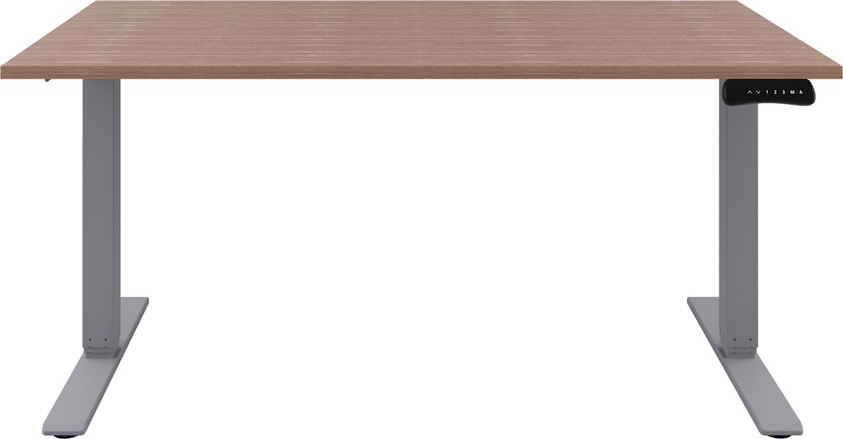 Zit sta Bureau - Verstelbaar bureau  120 x 80 cm  Havanna bureaublad - Aluminium onderstel - 2 motoren-- blad- onderstel- x80