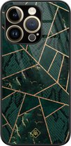 Casimoda® hoesje - Geschikt voor iPhone 14 Pro Max - Abstract Groen - Luxe Hard Case Zwart - Backcover telefoonhoesje - Groen