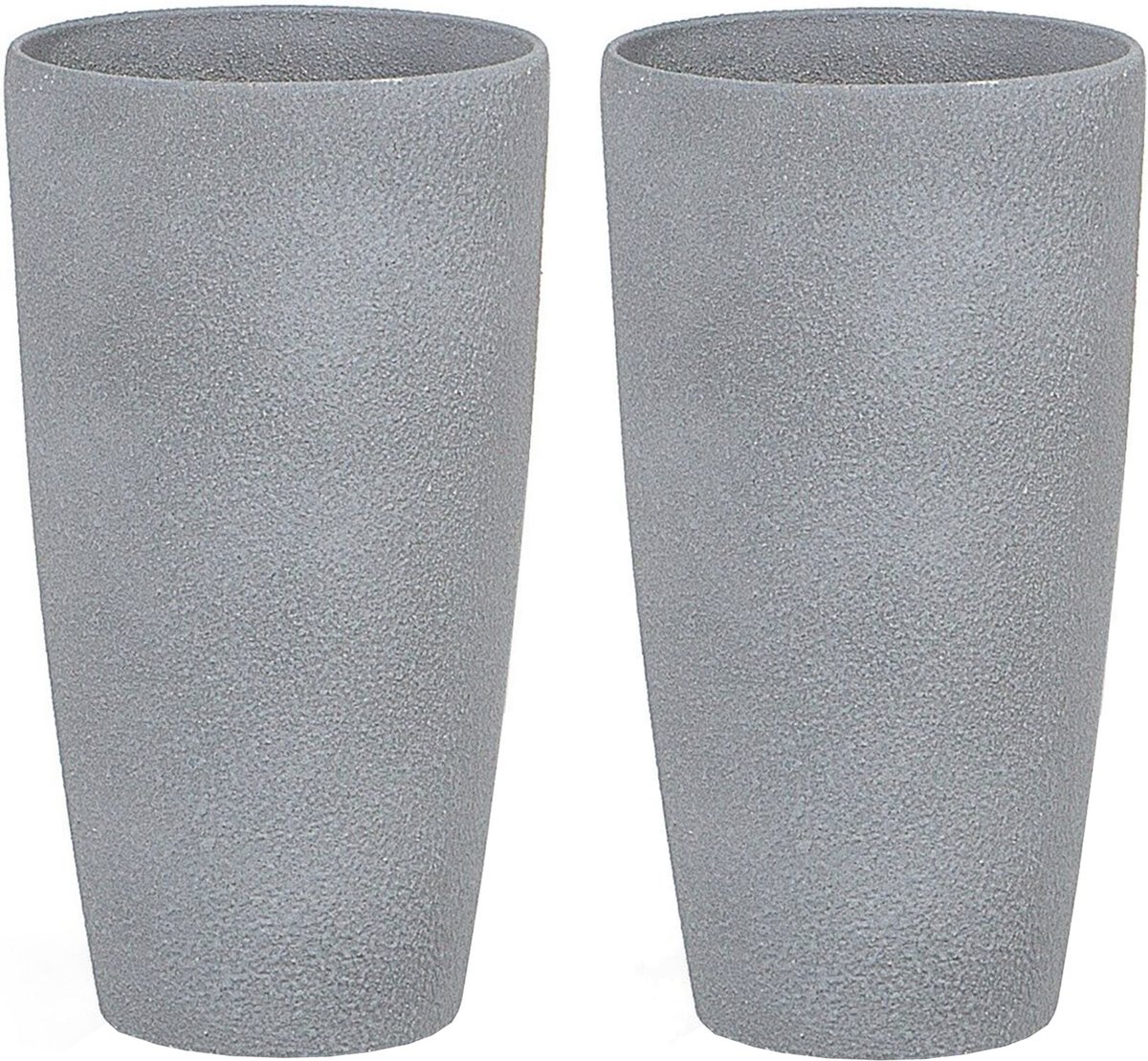 ABDERA - Bloempot set van 2 - Lichtgrijs - Klein - Stenenmix
