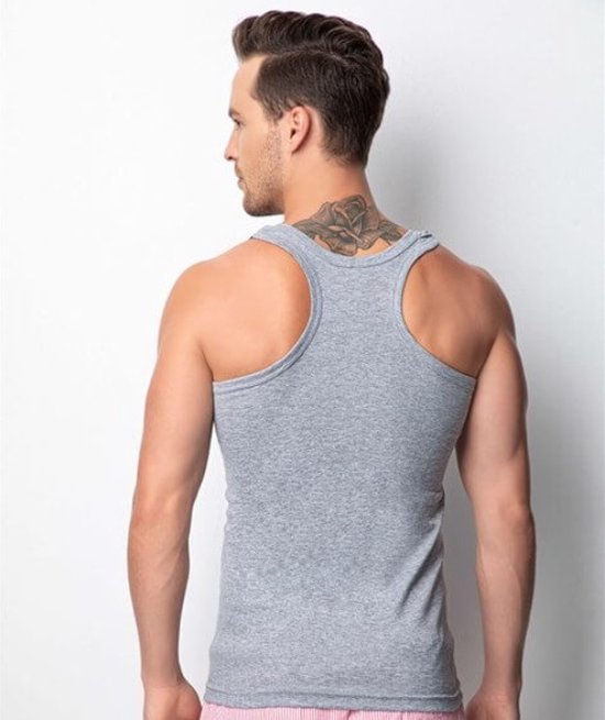 3 pack-Heren Halter Hemd Tanktop-Sport Heren Singlet-Grijs-maat XL